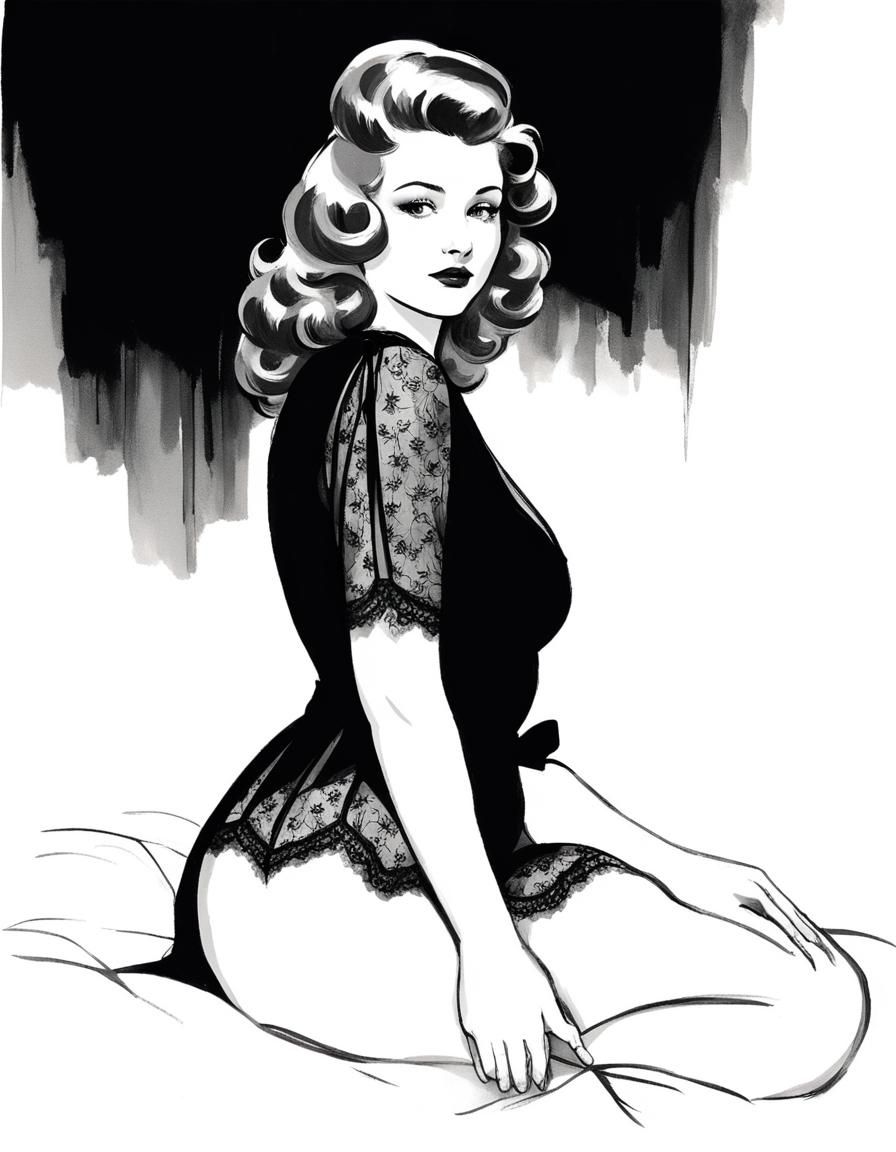 Vintage Lingerie Portrait of Young Woman