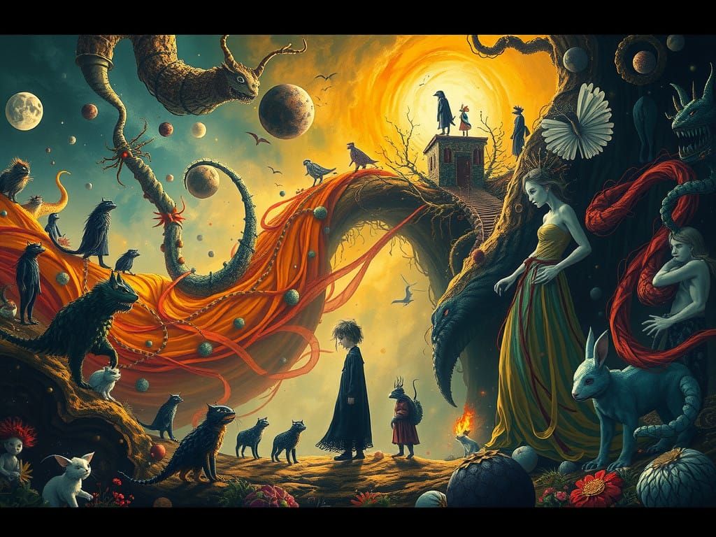 Whimsical Surrealist Scene in a Dreamlike World