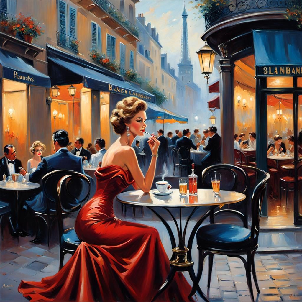 Glamorous Woman at Cafe, Blanchard Style