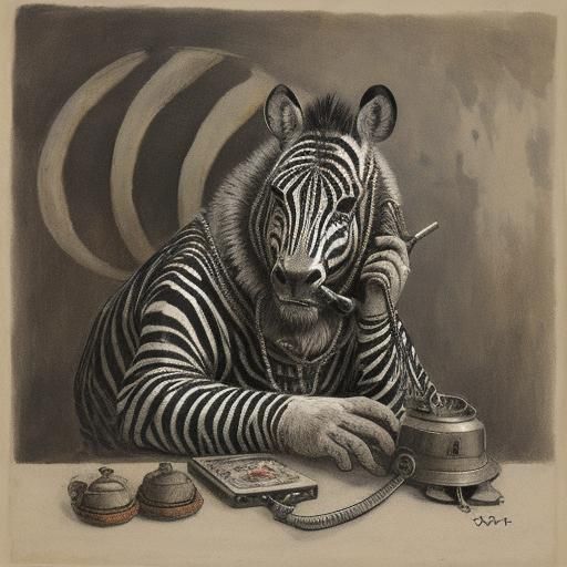 Surreal Zebra-Phone-Grinder Creature as Fantastic Pet