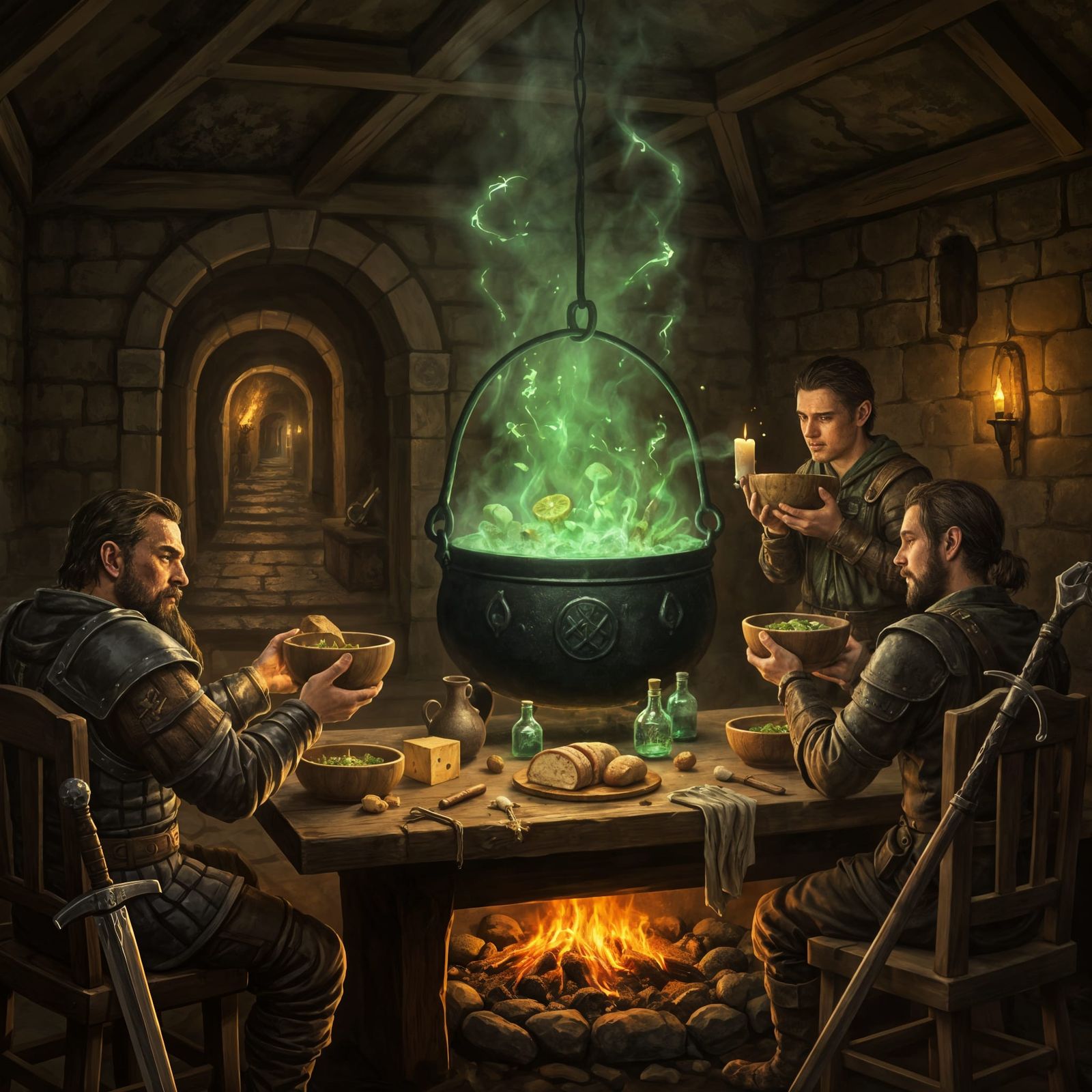 Dark Fantasy Tavern Scene as Dutch Golden Age Painting