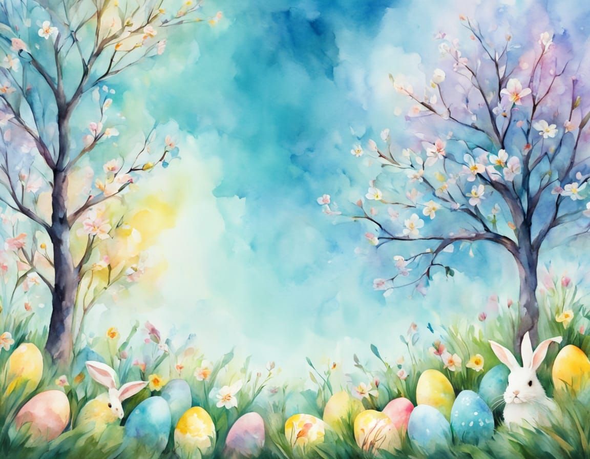 Whimsical Watercolor Easter Garden