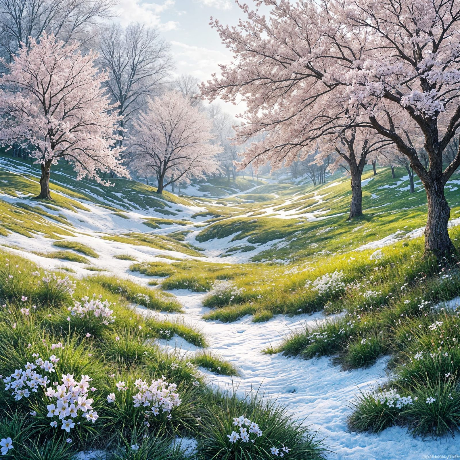 Blooming Spring Scene in Vibrant Colors