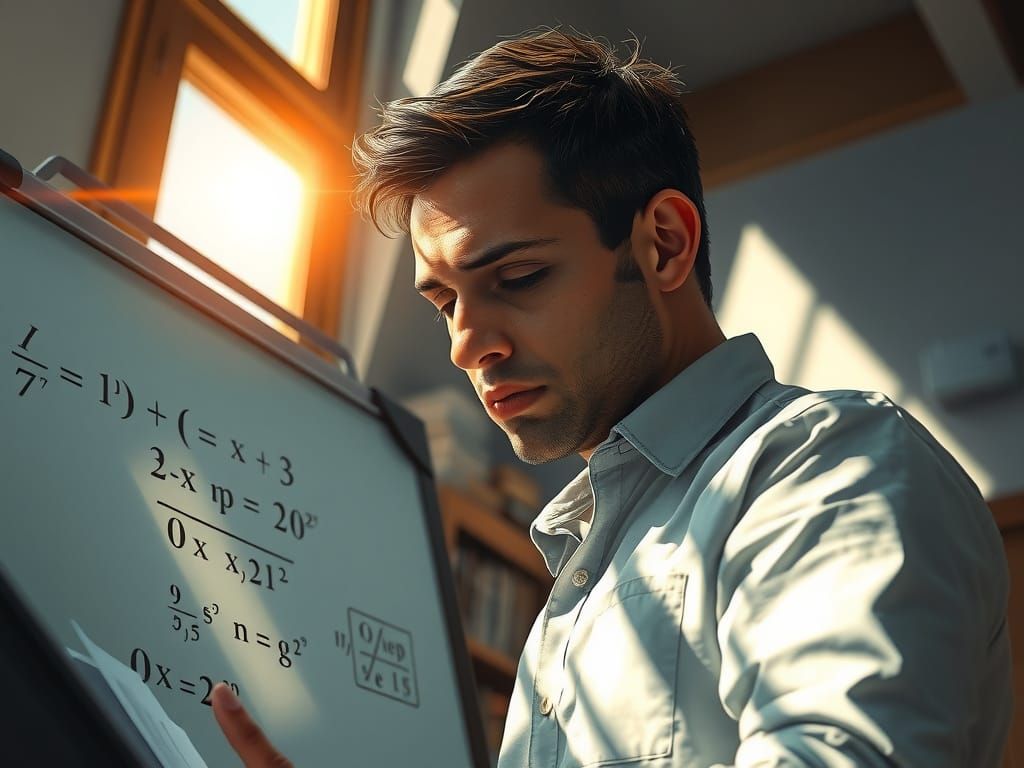 Man Solves Calculus Equation in Realistic Digital Painting