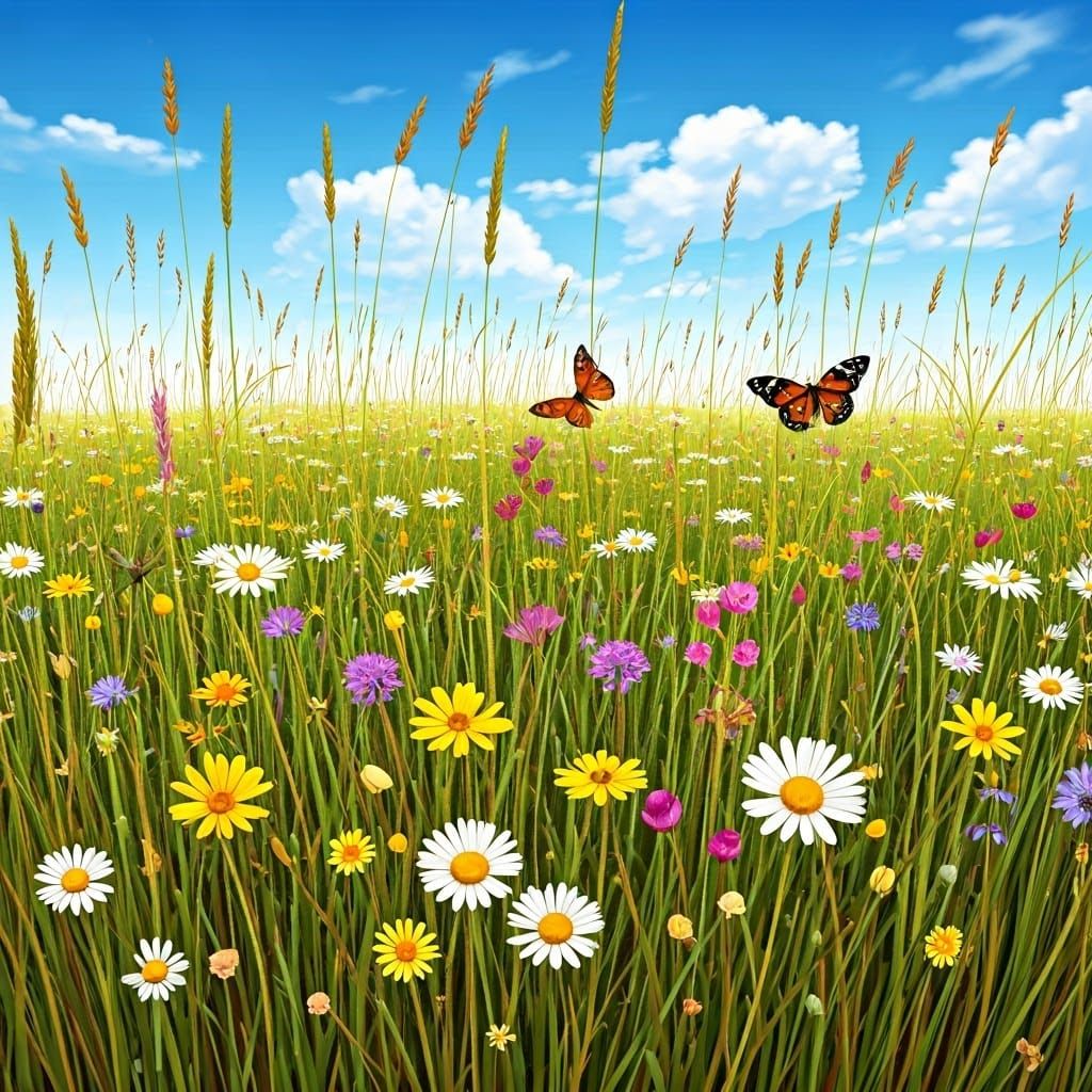 Vibrant Wildflowers Dance in a Sunny Meadow
