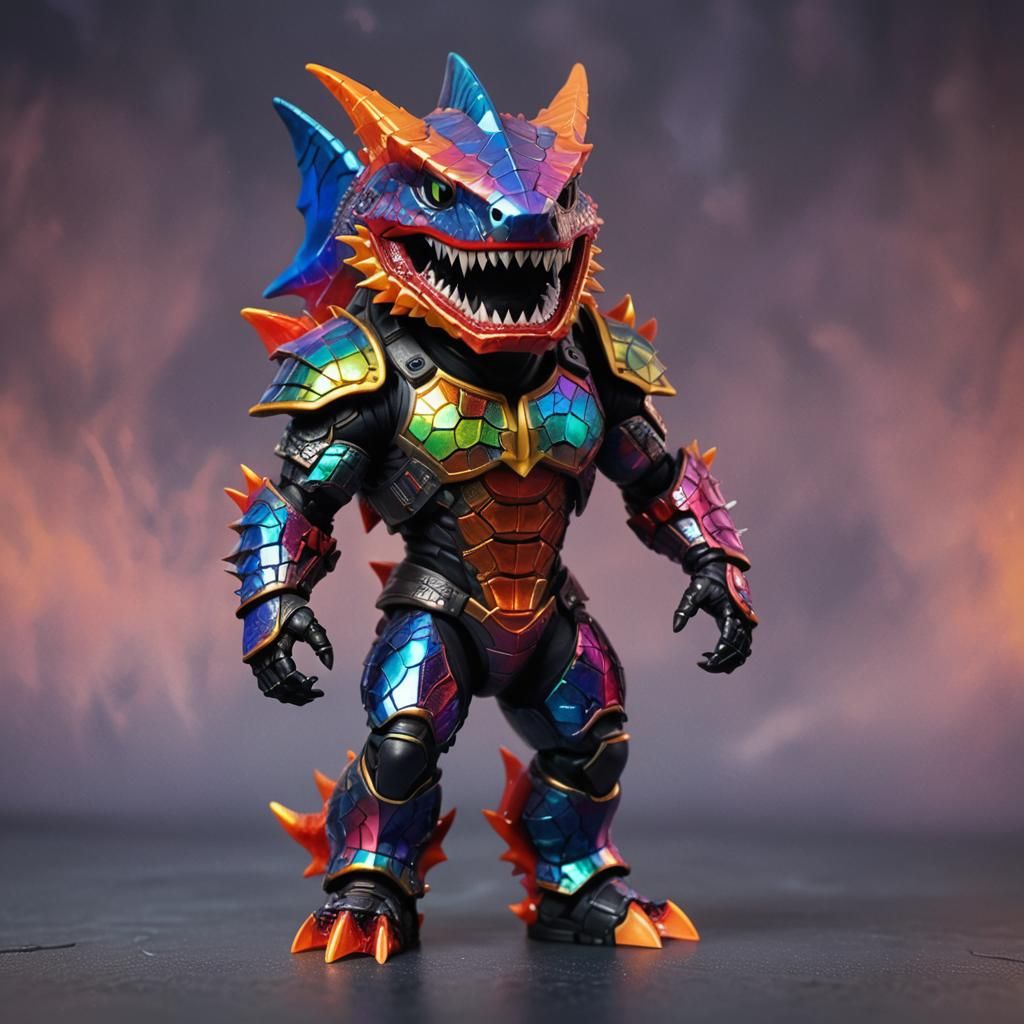 Demon Shark Lizard Warrior in Funko Pop Style