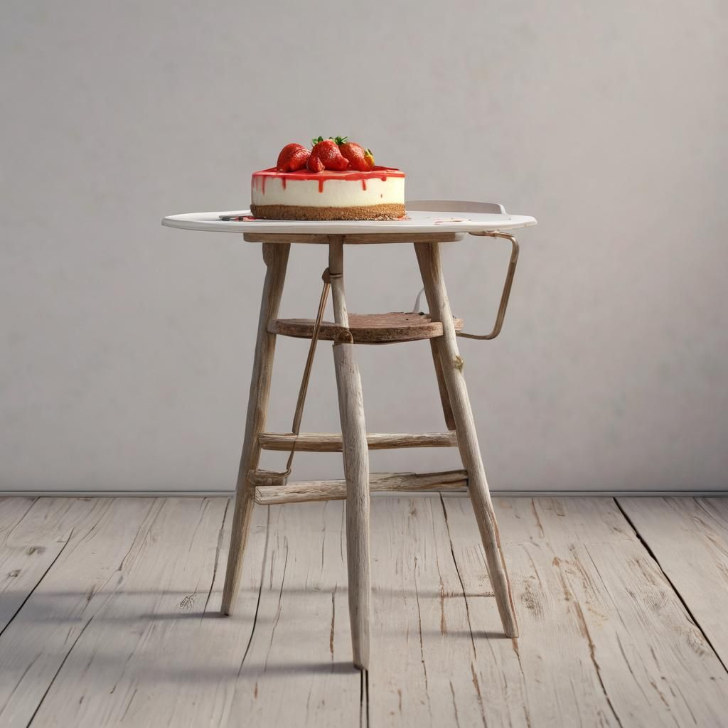 Strawberry Cheesecake Slice on Wooden Table