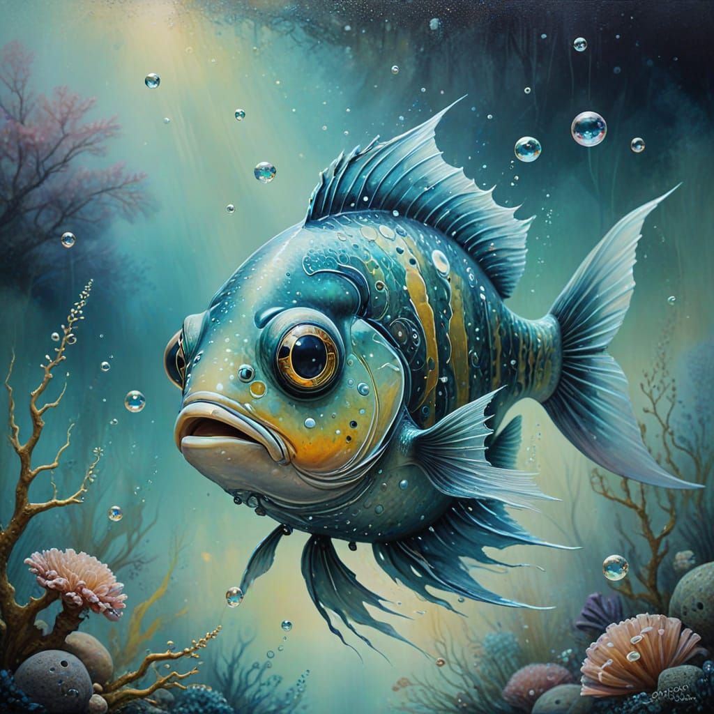 Surreal Whimsical Fish in a Cosmic Dream