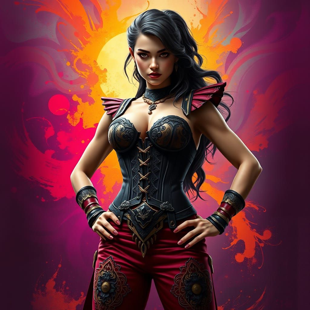 Empowered Dark Fantasy Warrior with Intricate Armor