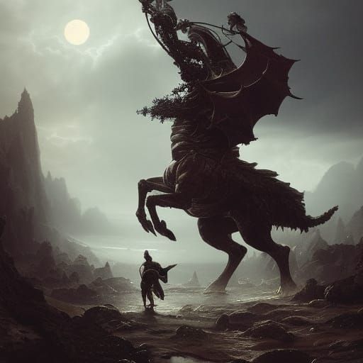 Knight Battles Elemental Beast: Dramatic Photography