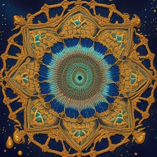 Golden Crochet in Diamond Pond: Detailed Matte Painting