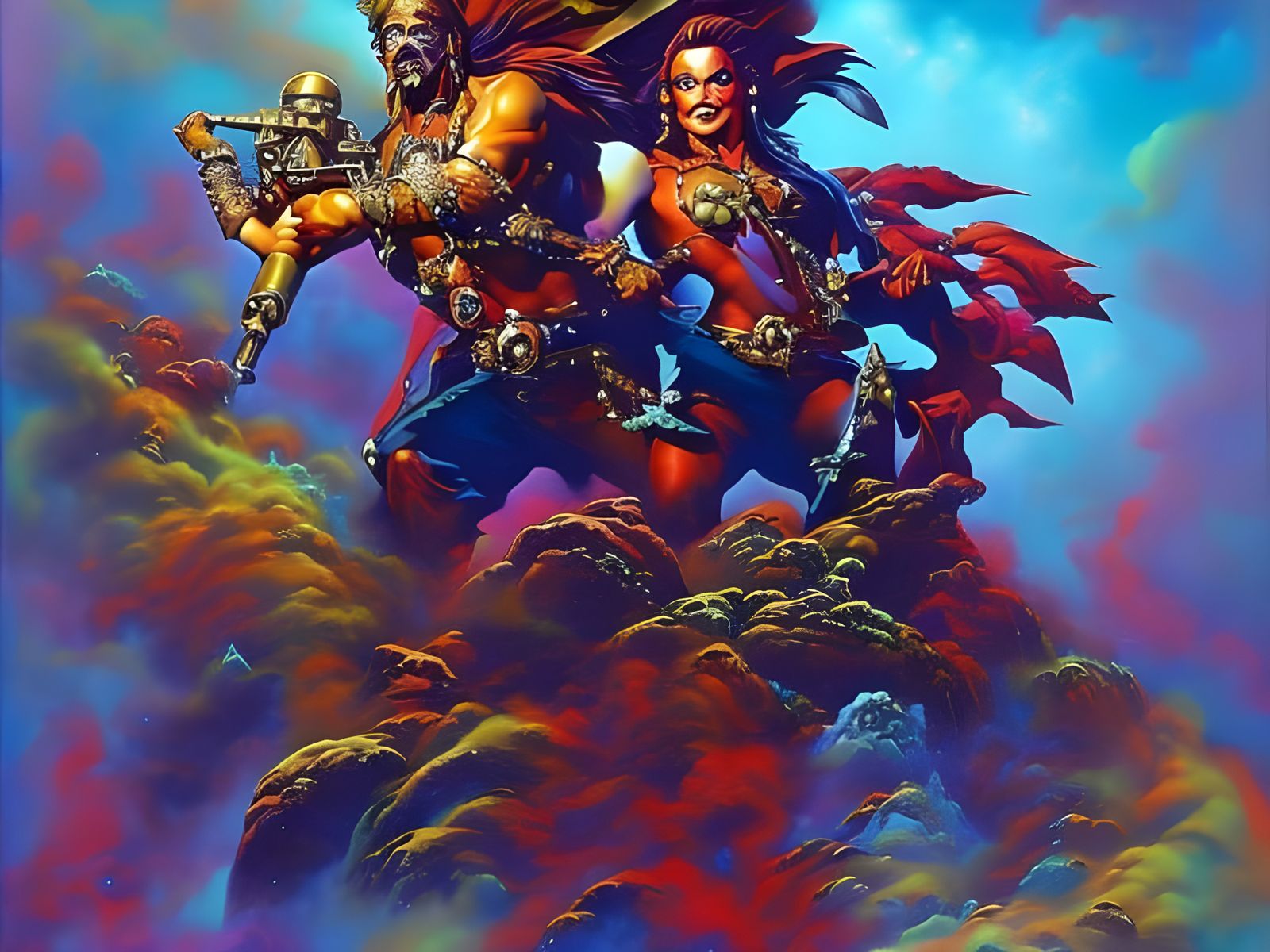 Jovial Astral Pirate in Dark Fantasy Style