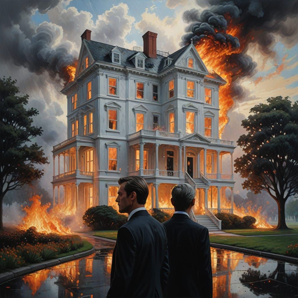 Impressionistic Fire Building in Ethereal Mist