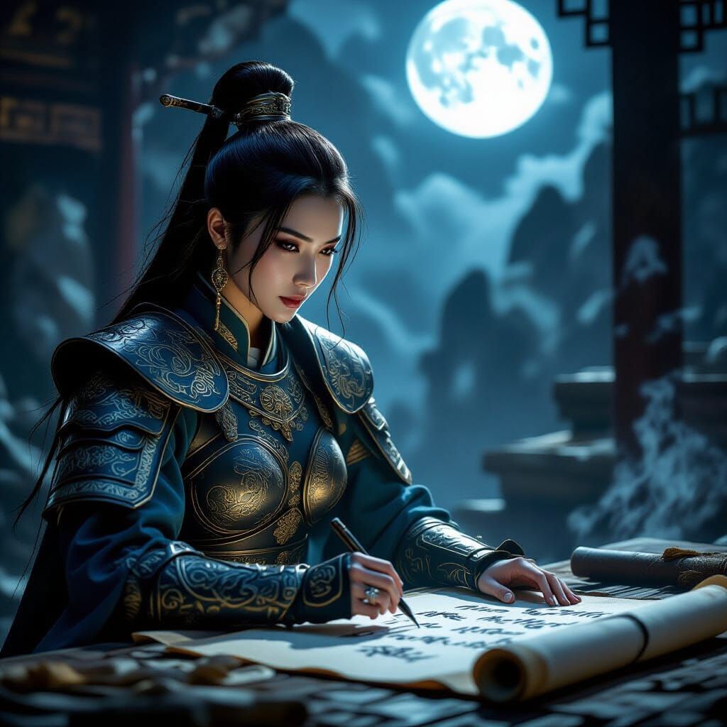 Warrior Woman in Mountain Sanctuary: Fantasy Concept Art