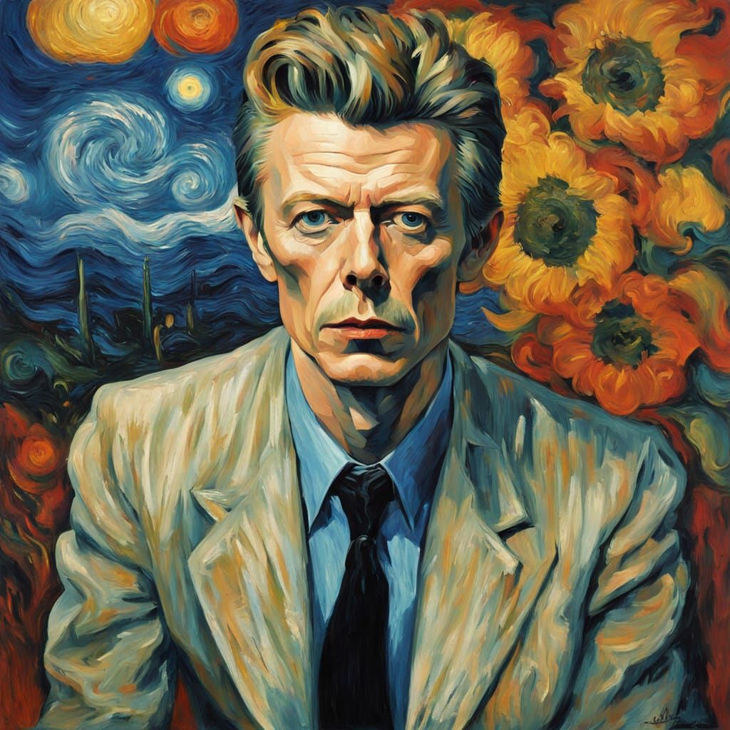 Painting of David Bowie by van Gogh