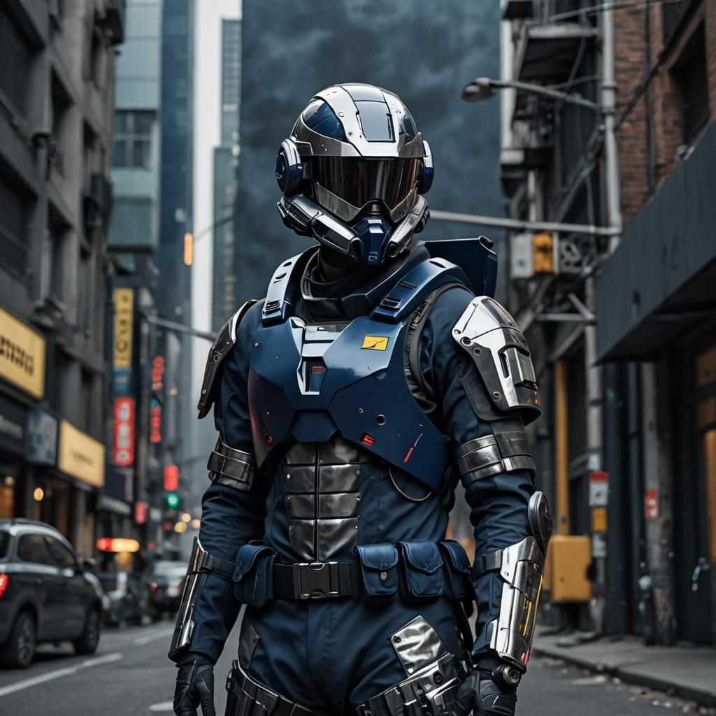 Futuristic Human Soldier in Detailed Light Armor