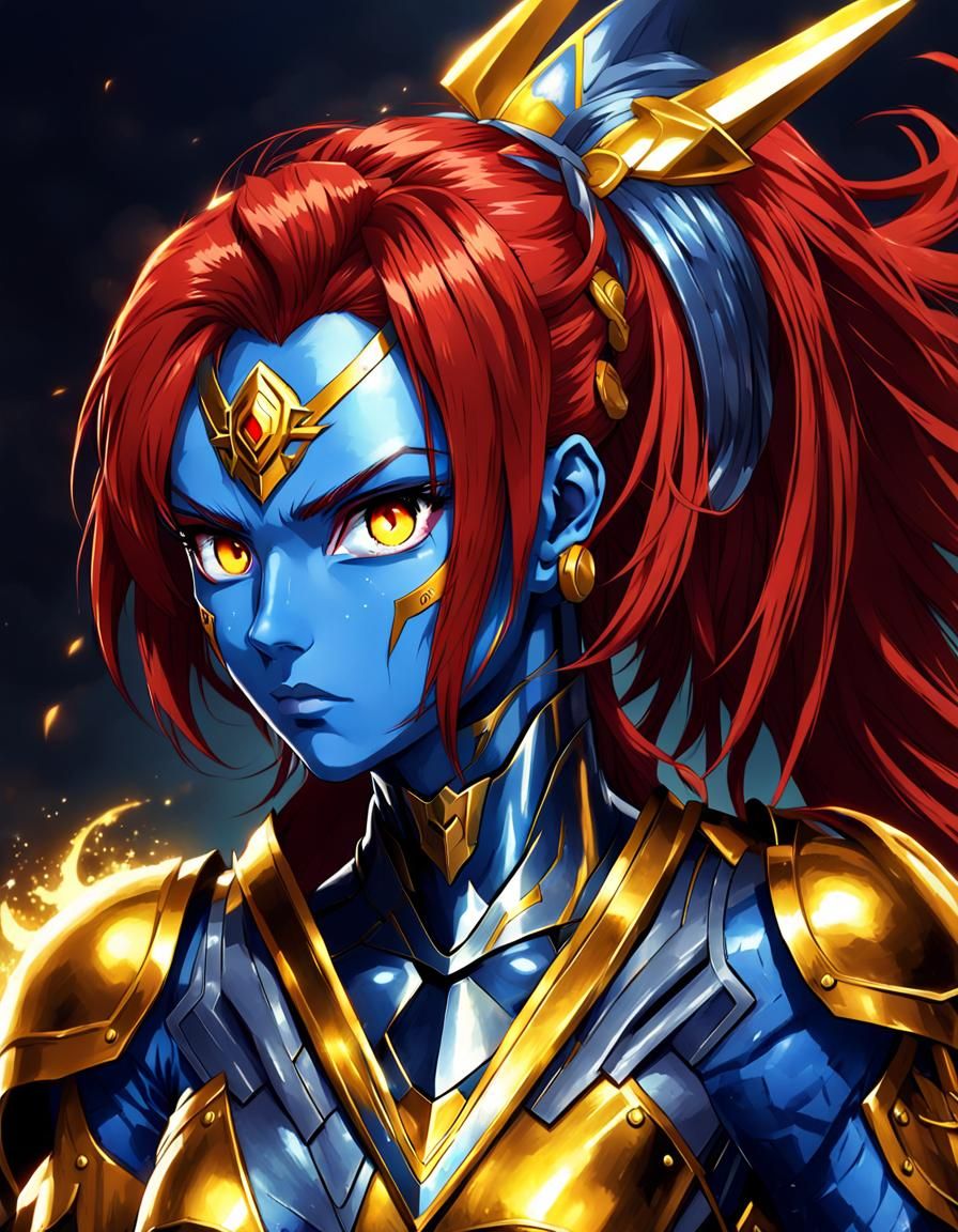 Anime Female Warrior with Menacing Stare
