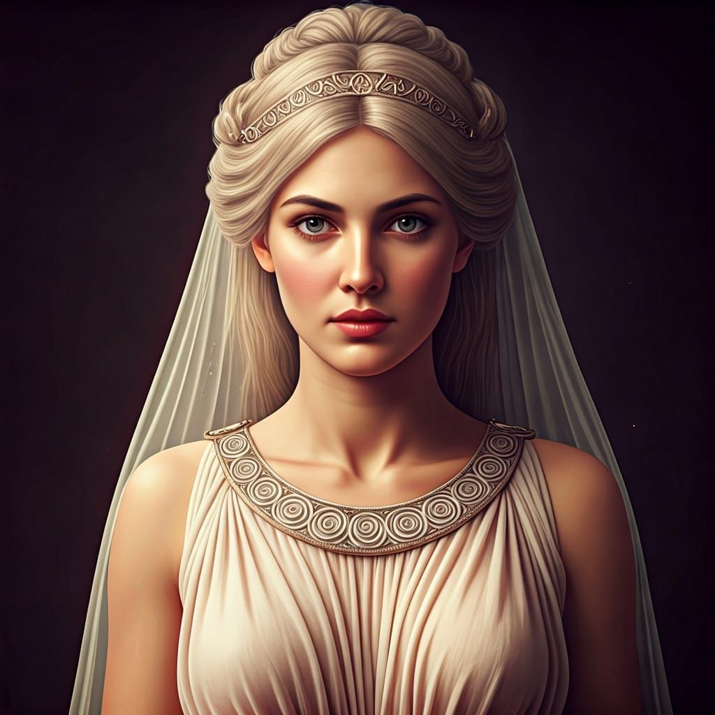 Aidos: Greek Goddess of Modesty in Dark Fantasy Style