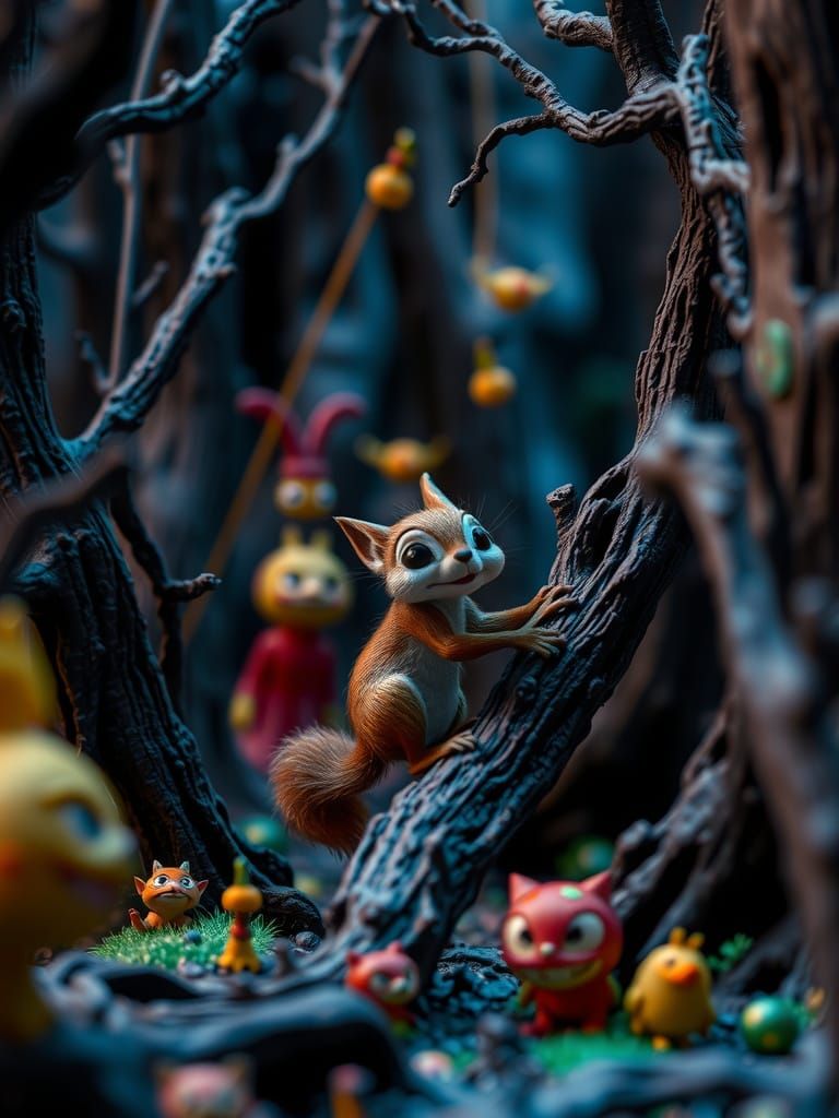 Stop Motion Squirrel in Surreal Forest