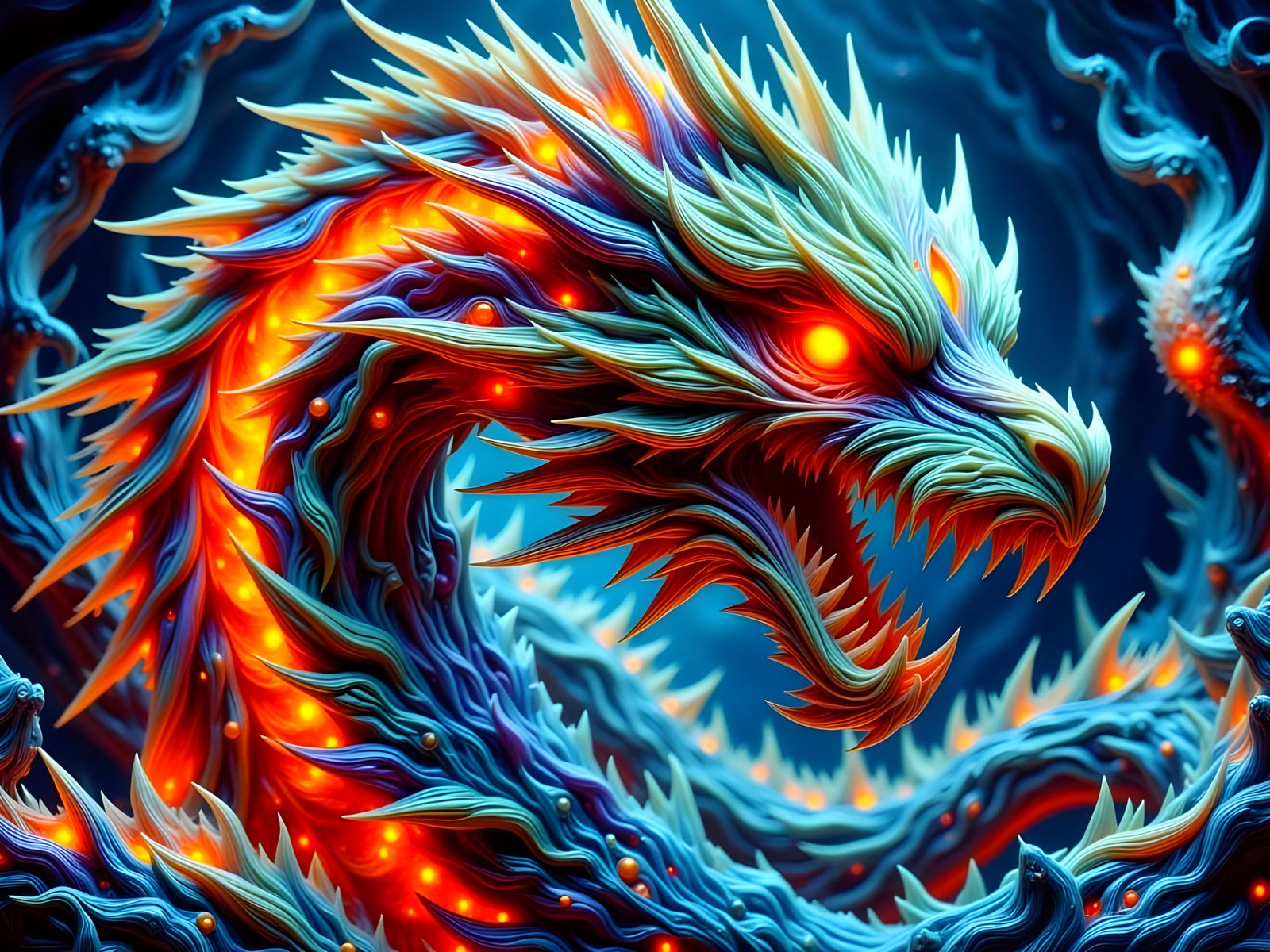 Ethereal Dragon with Iridescent Scales in Impasto Style