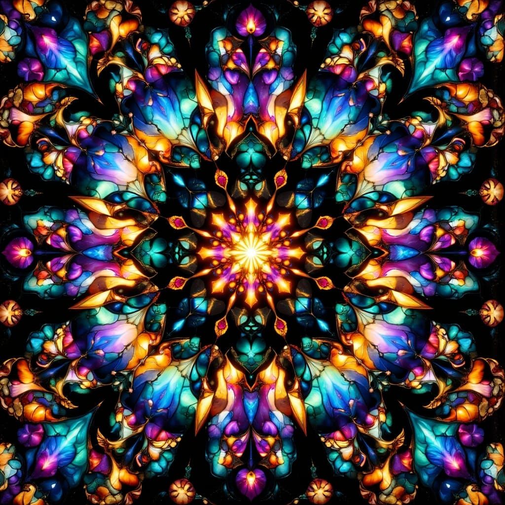 Hyper-Detailed Kaleidoscope Pattern with Fractal Geometry