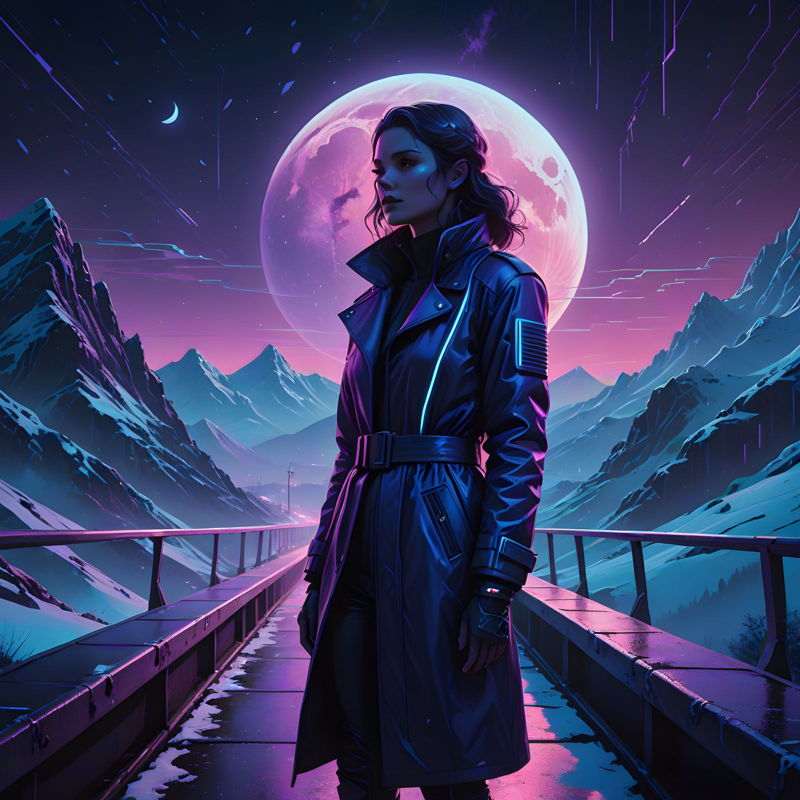 Winter Serenity in Neon Hues