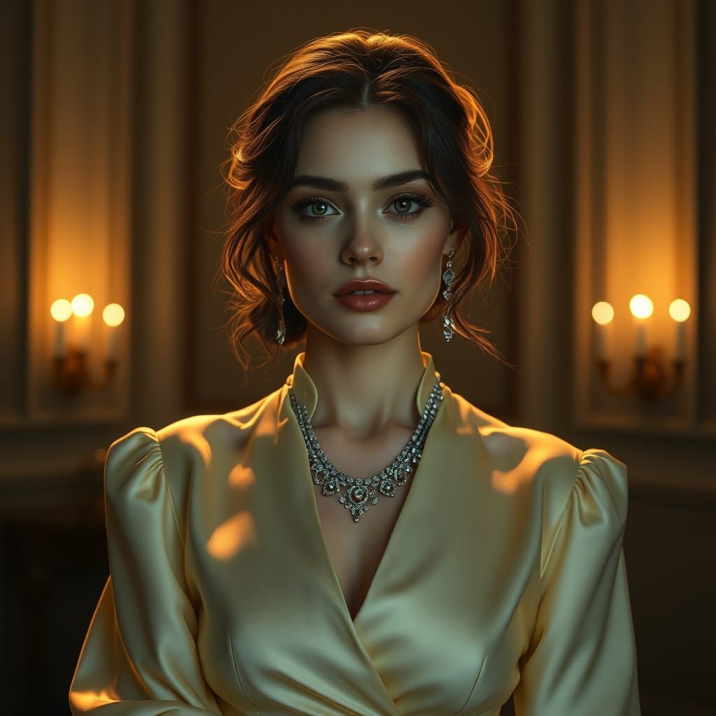 Elegant Woman in Hyperrealistic Studio Portrait