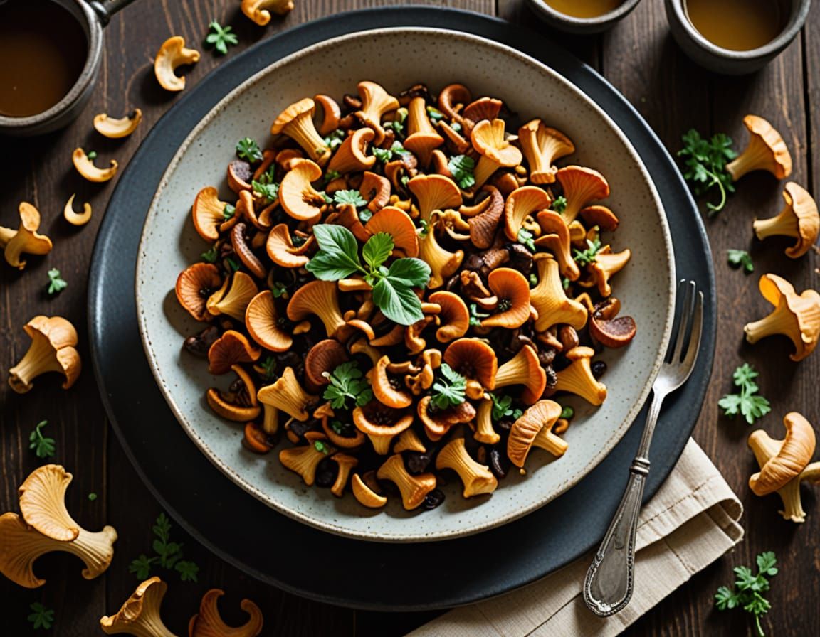 Warm Country Kitchen Scene with Hearty Chanterelle Mushroom ...