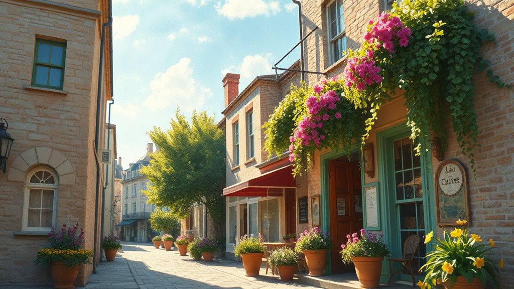 Idyllic Summer Scene on Love Street as Impressionist Paintin...