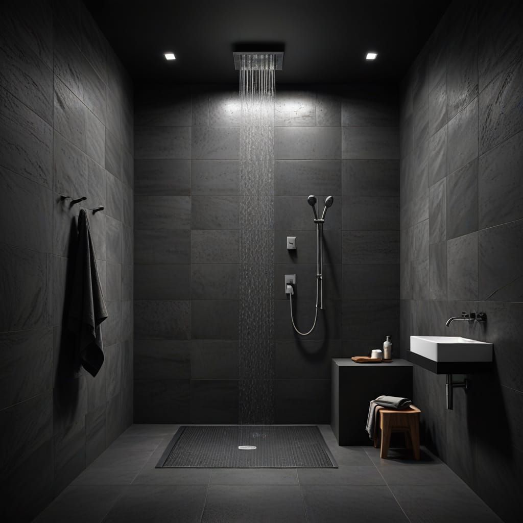 Modern Dark Grey Bathroom in Industrial Chic Style