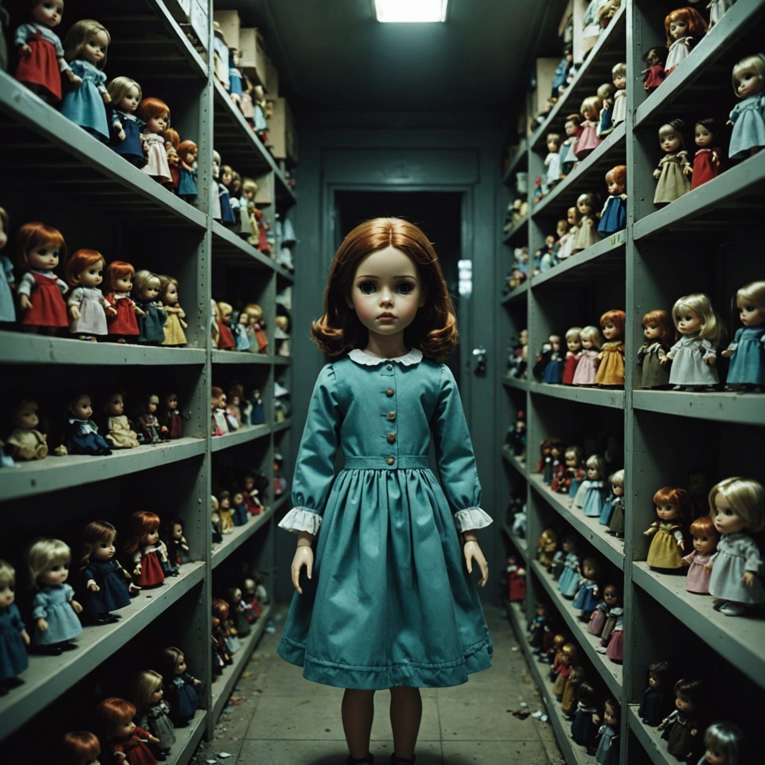 A Haunted Dollhouse in Cyberpunk Aesthetic