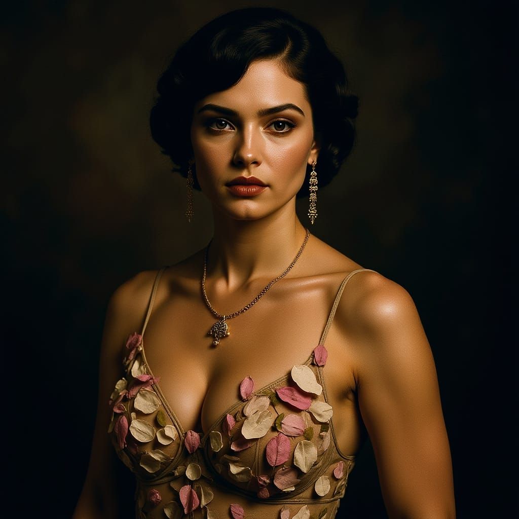 Goddess of Desire in Petals, 1920s Style