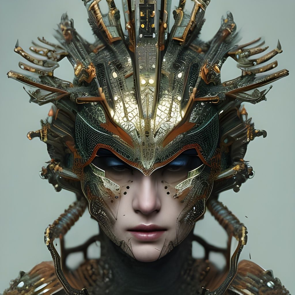 Electrified King in Circuitry Armor Portrait