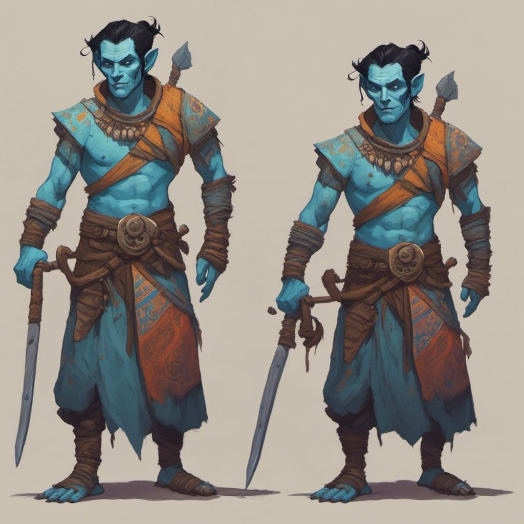 Half-Orc Ice Mage in Psychedelic Monk Attire