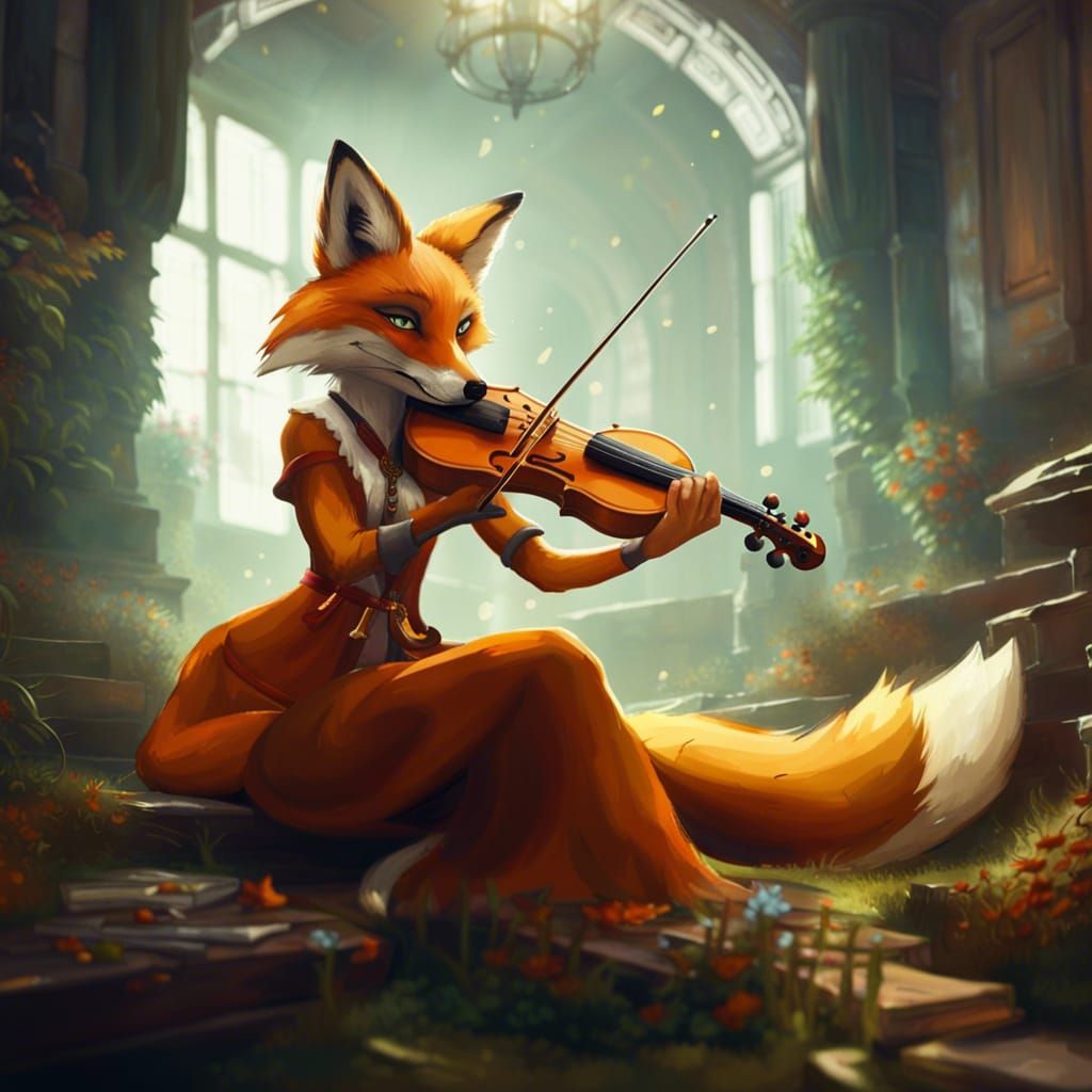 Fox Girl Violinist: Dark Fantasy Concept Art