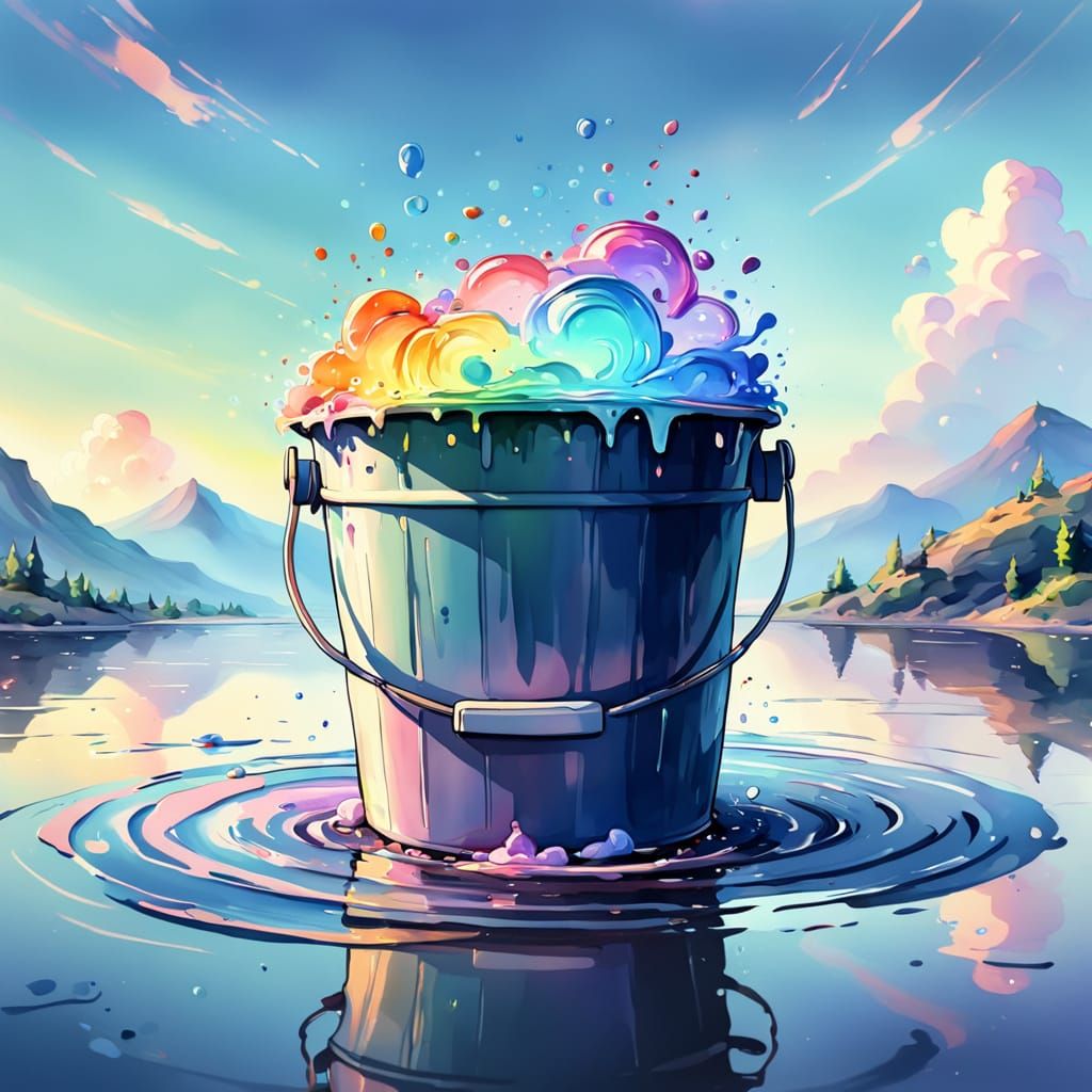 Time in a Bucket: Whimsical Watercolor Cartoon