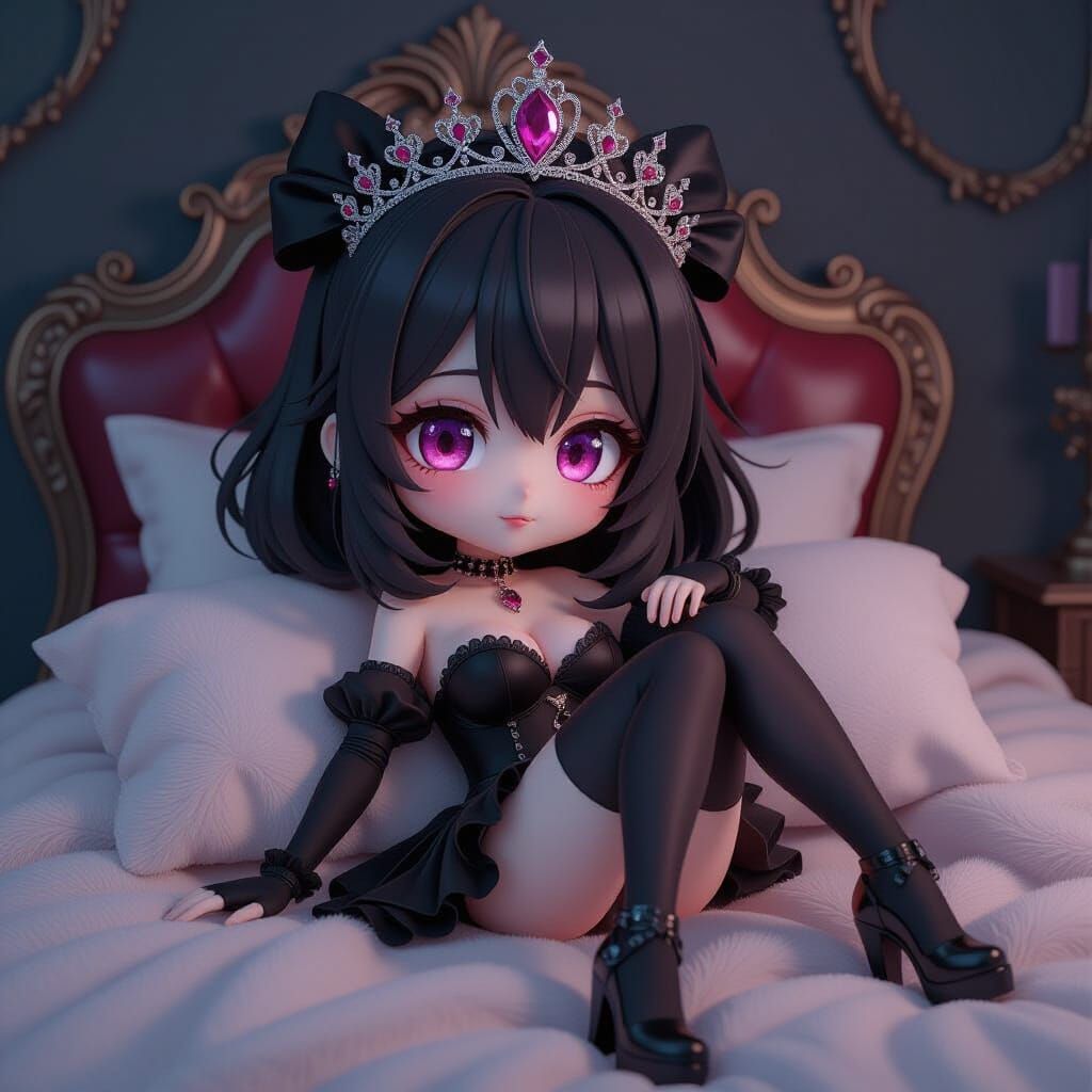 Regal Chibi Girl in Gothic Victorian Style