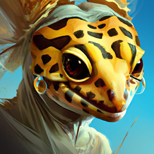 Leopard Gecko Wasp Hybrid Portrait in Artgerm Style