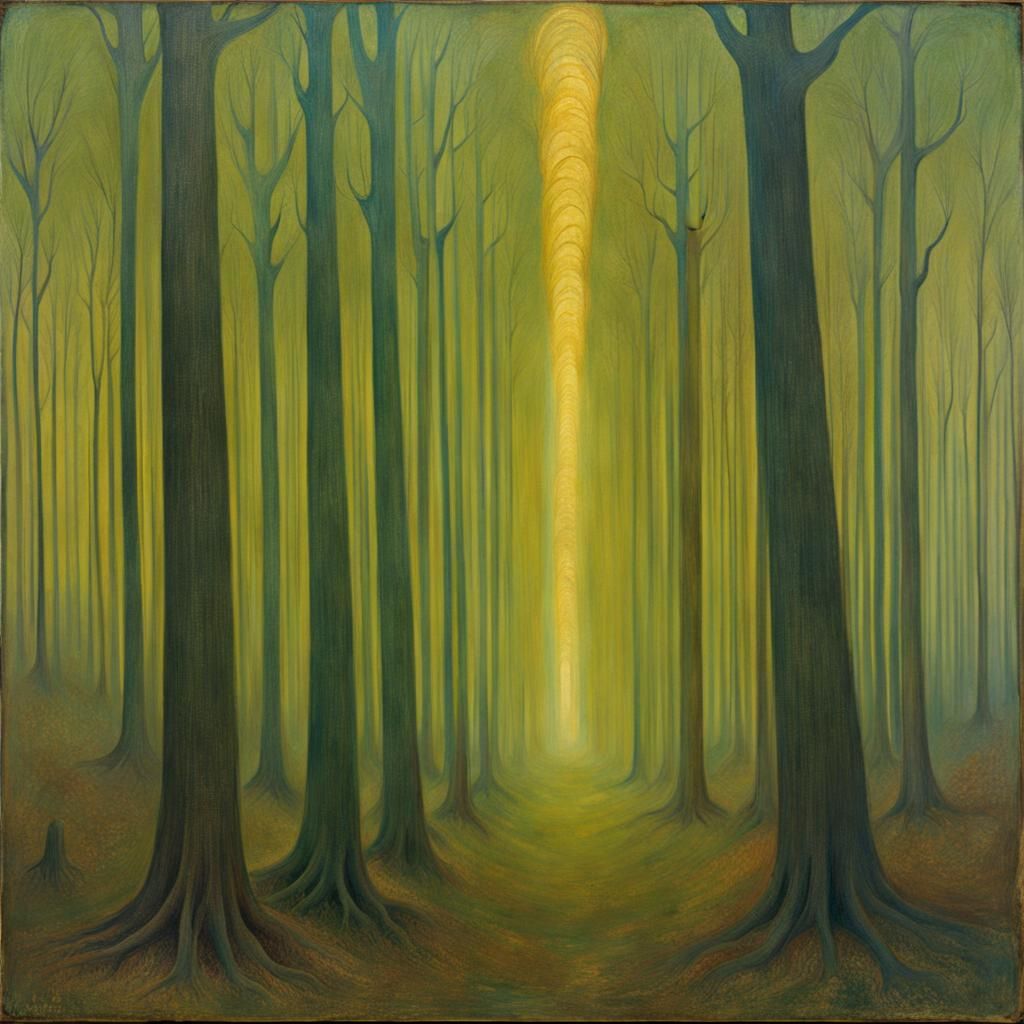 Eldritch Forest Painting in Ciurlionis Style