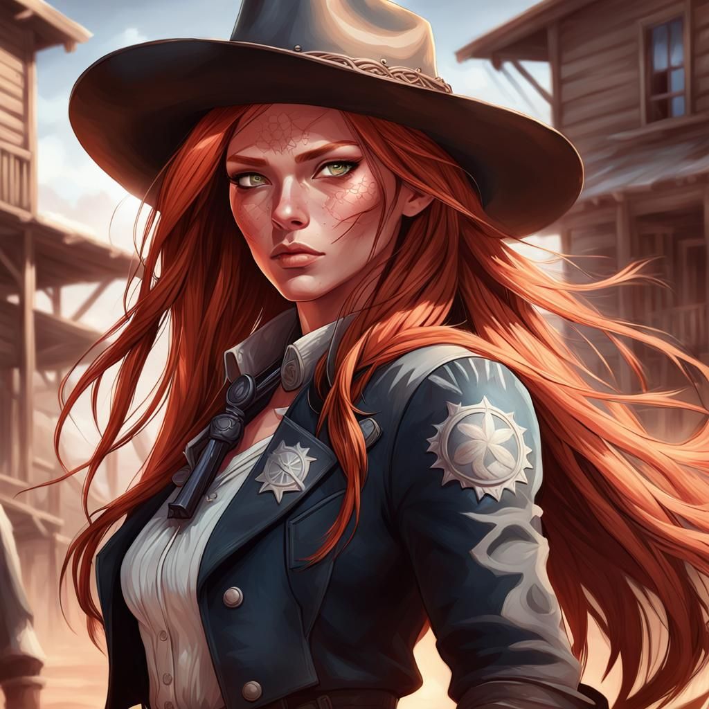 Cartoon-Style Portrait of a Wild West Gunslinger