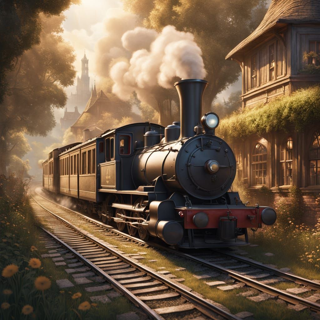 Whimsical Book Village in Vintage Fantasy Style