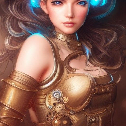 Steampunk Girl in Detailed Cel-Shaded Art