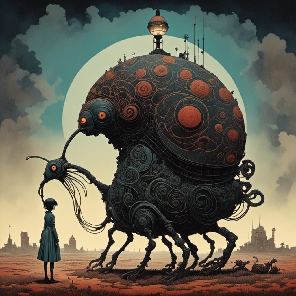 Eerie Glowing Landscape in Dark Tones