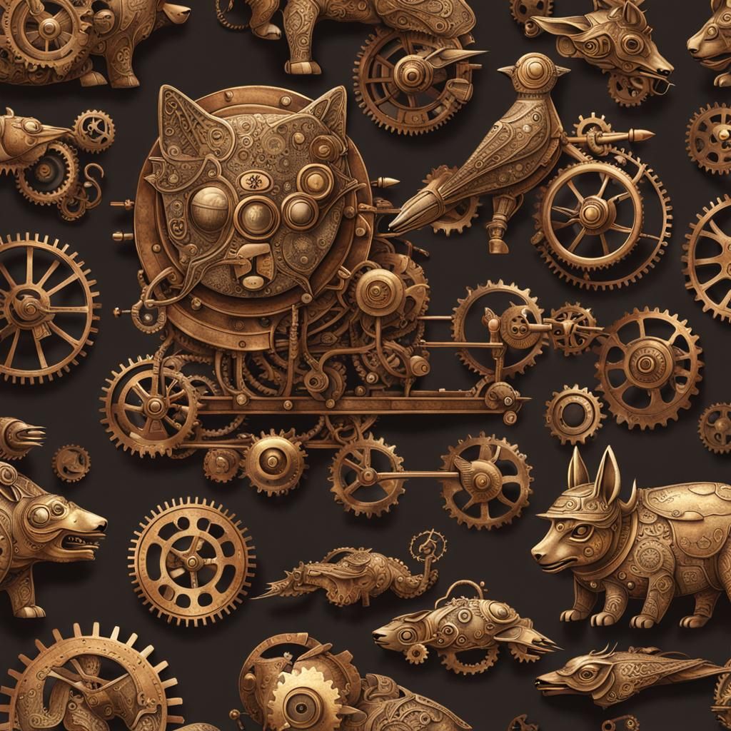 Steampunk style Mythical Pets.