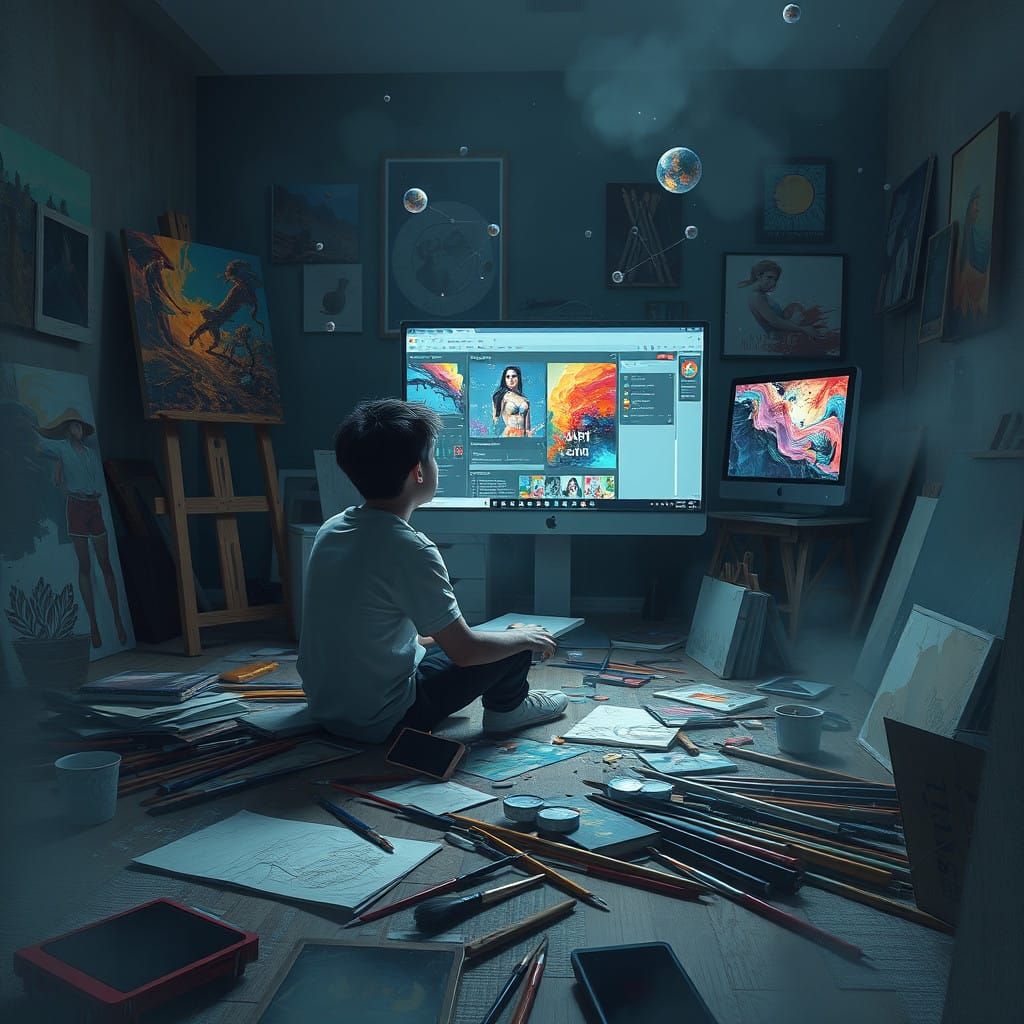 Artist Lost in Digital Dreamscape