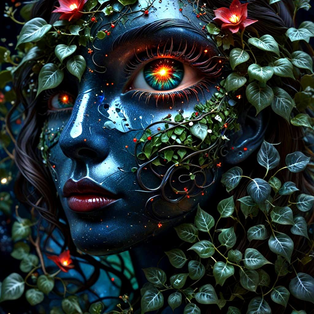 Cosmic Whispers in Photorealistic Starry Night