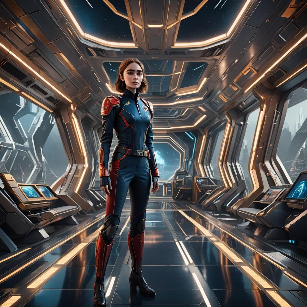 Lily Collins as Starfleet Officer in Art Deco Style