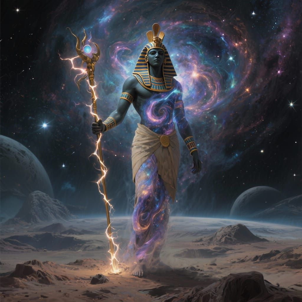 Cosmic Egyptian Deity on Alien Planet
