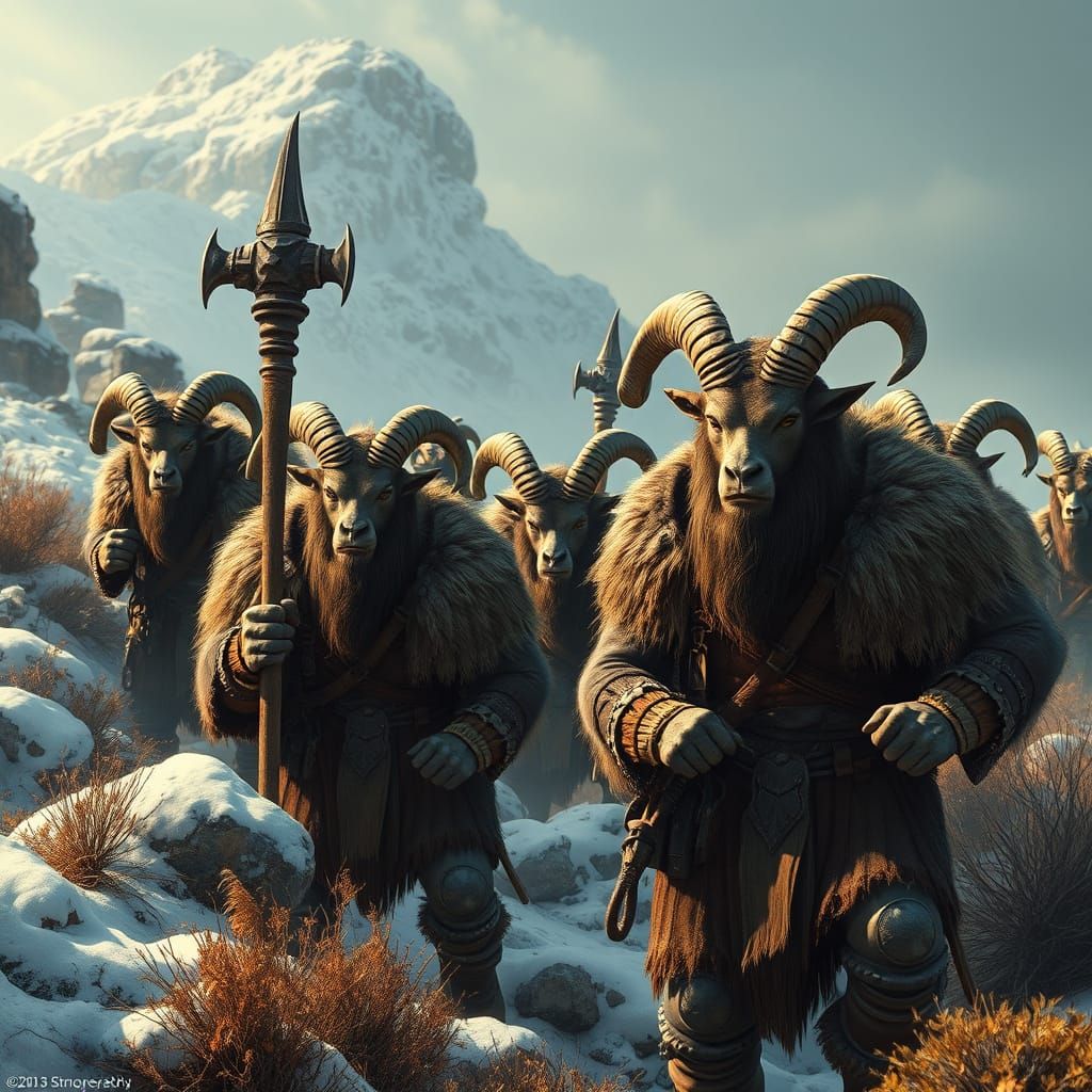 A group of goat-faced orcs