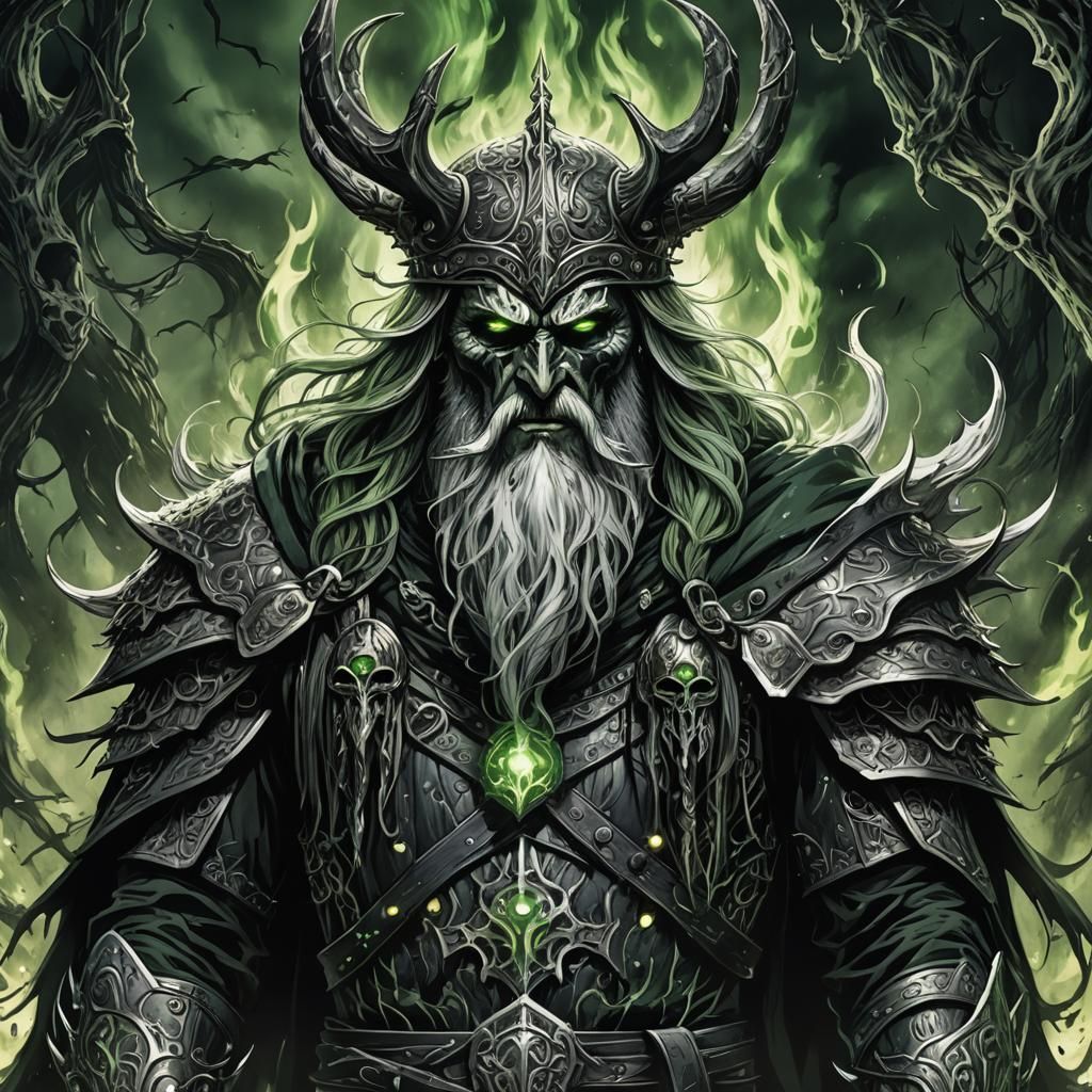 Odin in Dark Realm with Spectral Flames